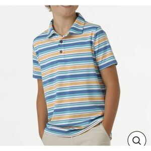 NWT GARB SS Golf/Polo Shirt Easton Orange/Blue Stripe -Size 5-6